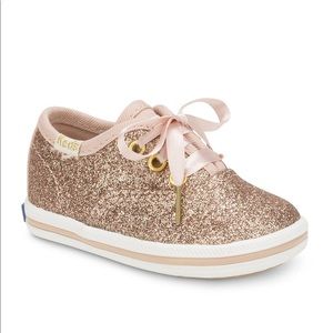 Rose gold glitter baby tennis shoe size 3